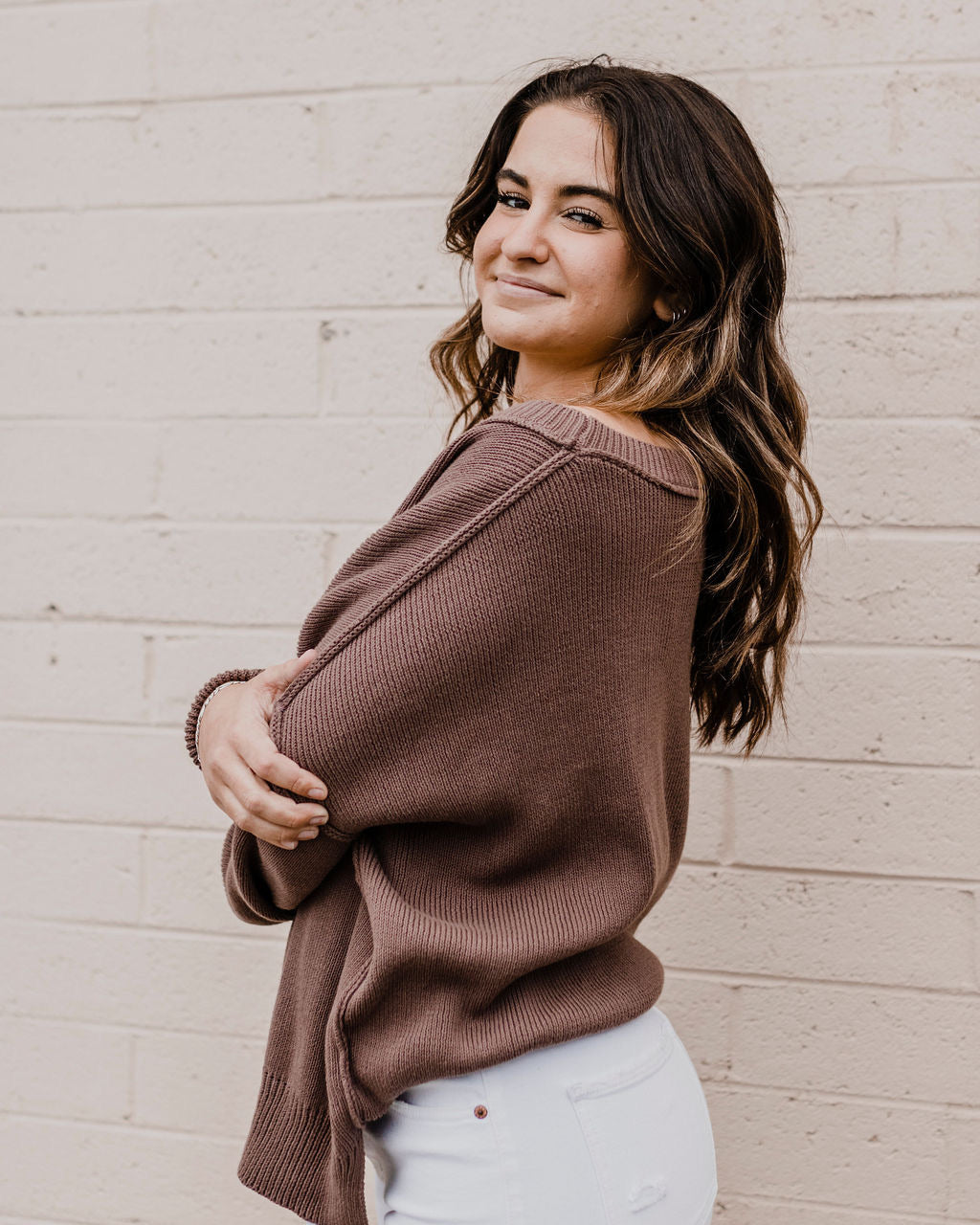 Contrast Stitch Drop Shoulder Sweater by 75