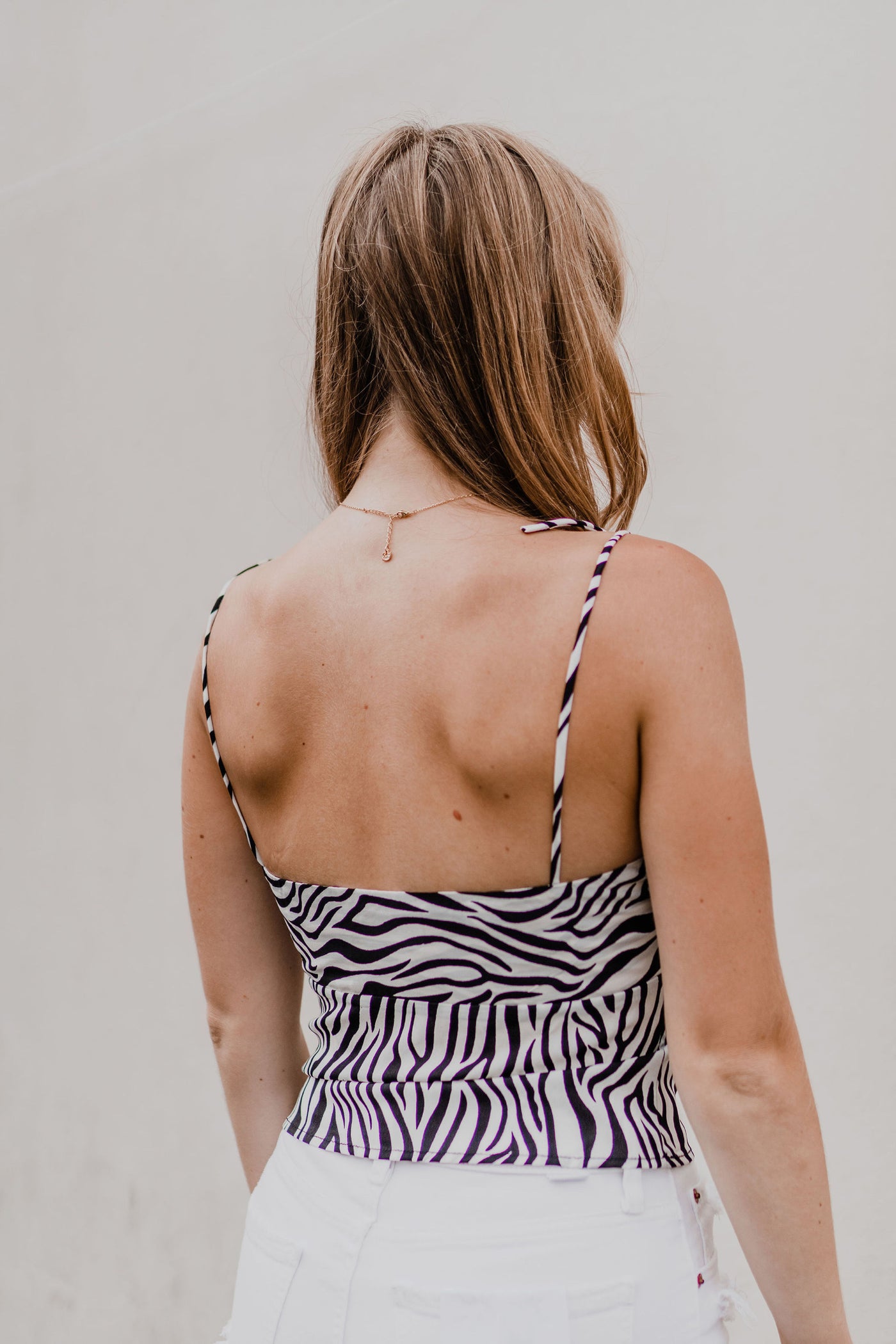 Woven Zebra Print Sleeveless Crop Top