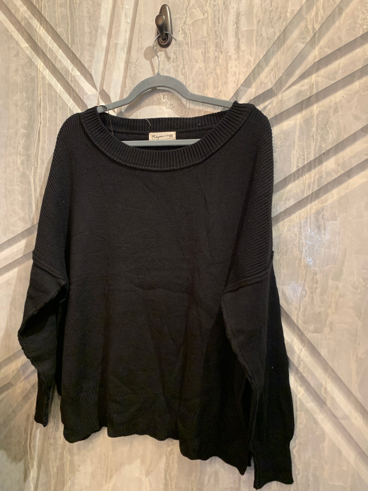 Contrast Stitch Drop Shoulder Sweater by 75