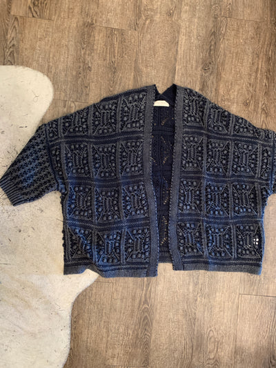 Crochet Cardigan Dark Denim by Lucky Brand