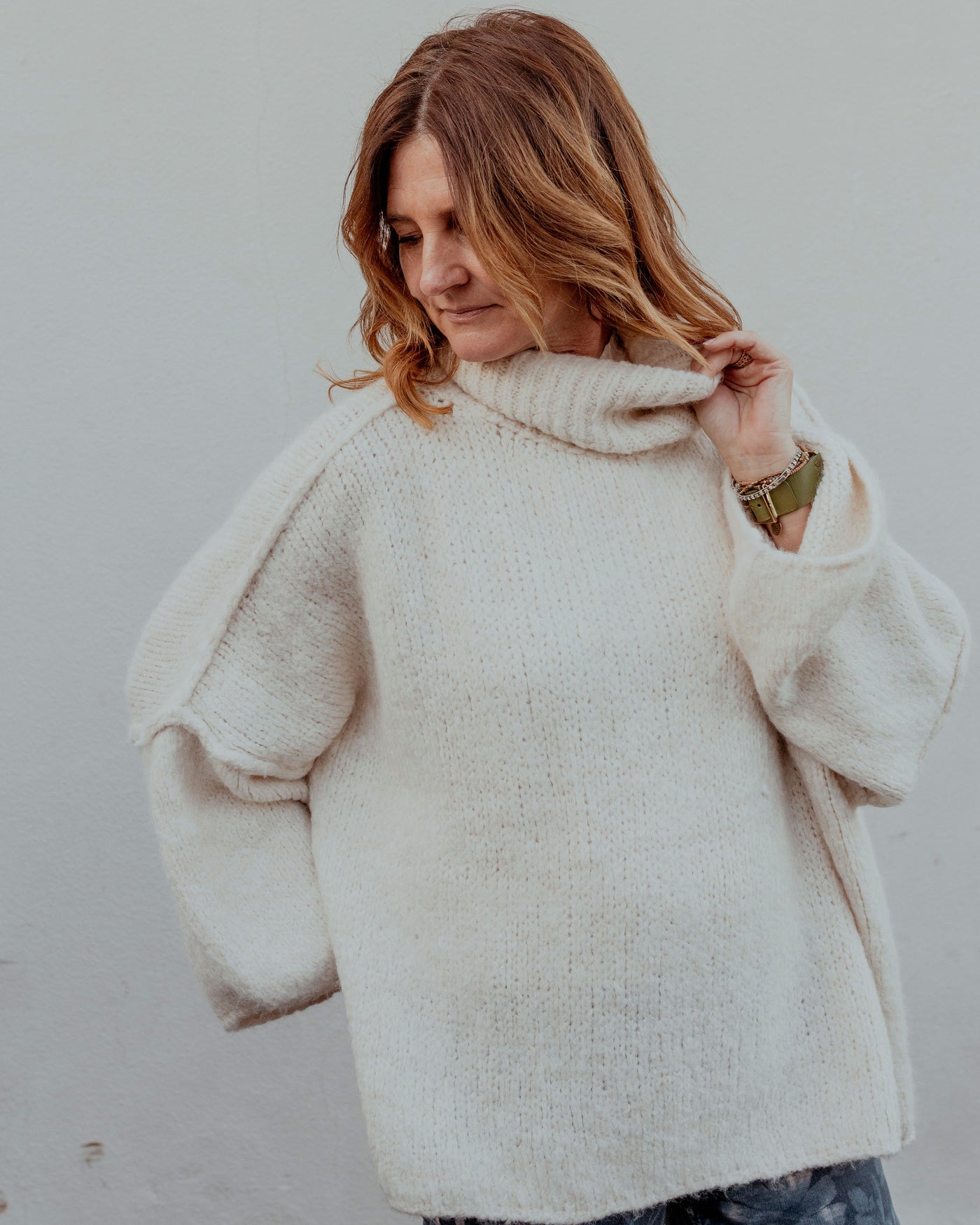 Oversized Drop Sleeve Turtle Neck Sweater by 75