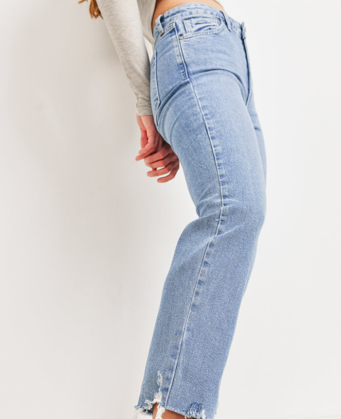 Straight High Rise Jeans By Just Black Denim