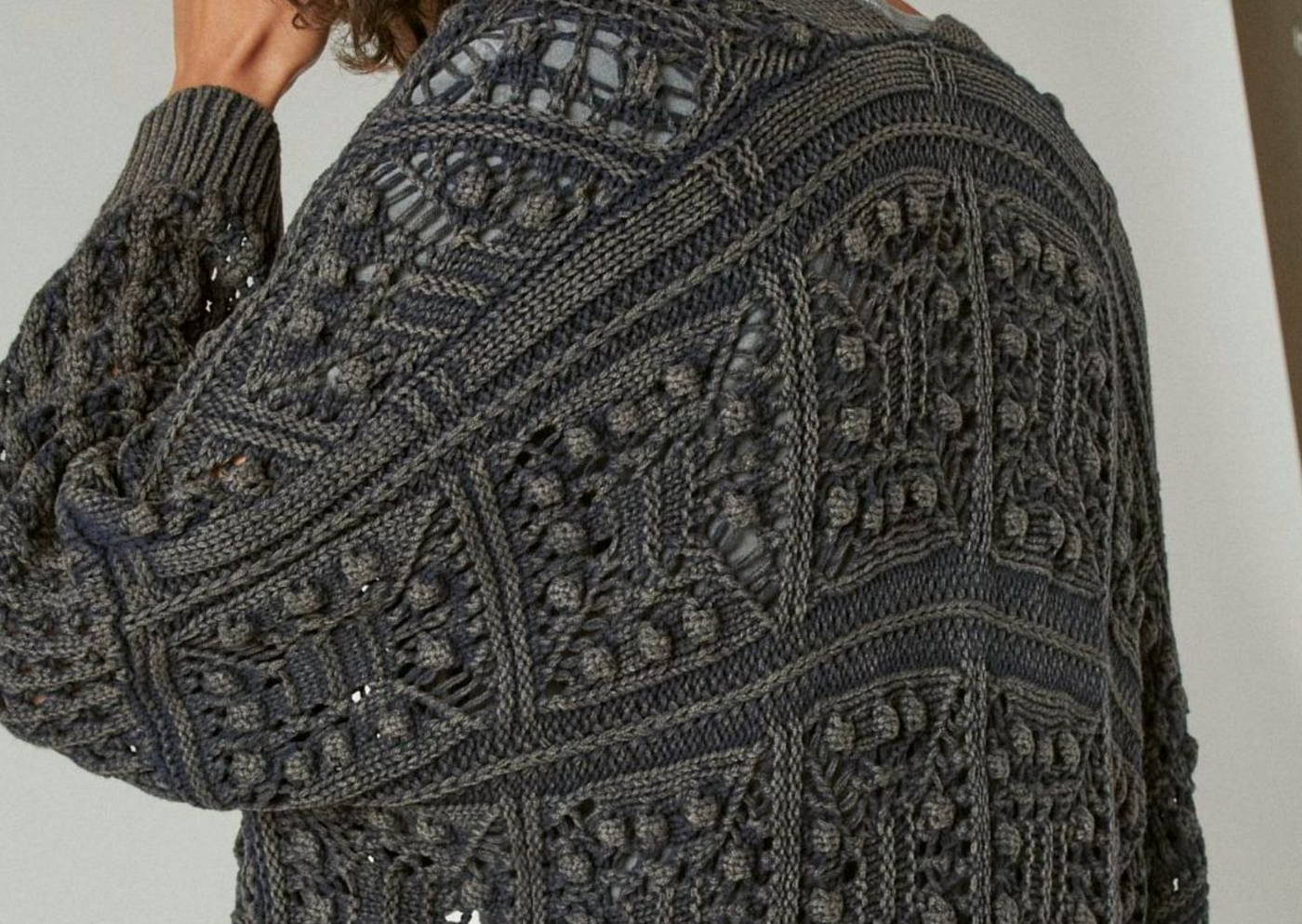 Crochet Cardigan Dark Denim by Lucky Brand