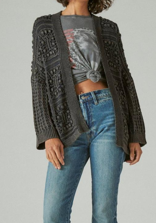 Crochet Cardigan Dark Denim by Lucky Brand