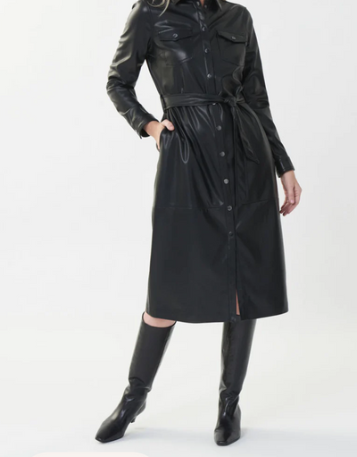 Faux Leather Shirt Dress Style 223940 by Joseph Ribkoff