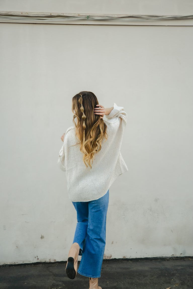 Oversized Drop Sleeve Turtle Neck Sweater by 75