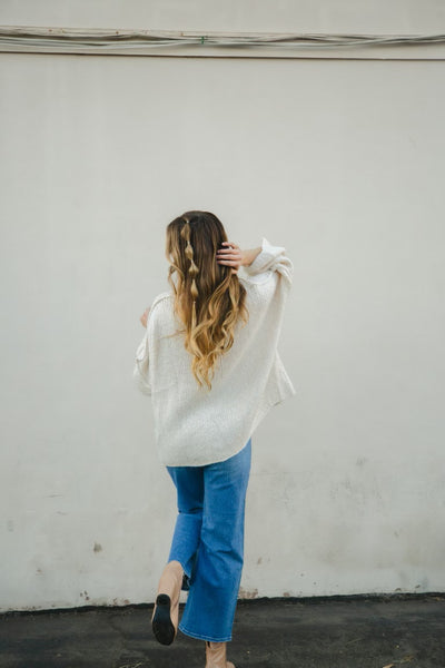 Oversized Drop Sleeve Turtle Neck Sweater by 75