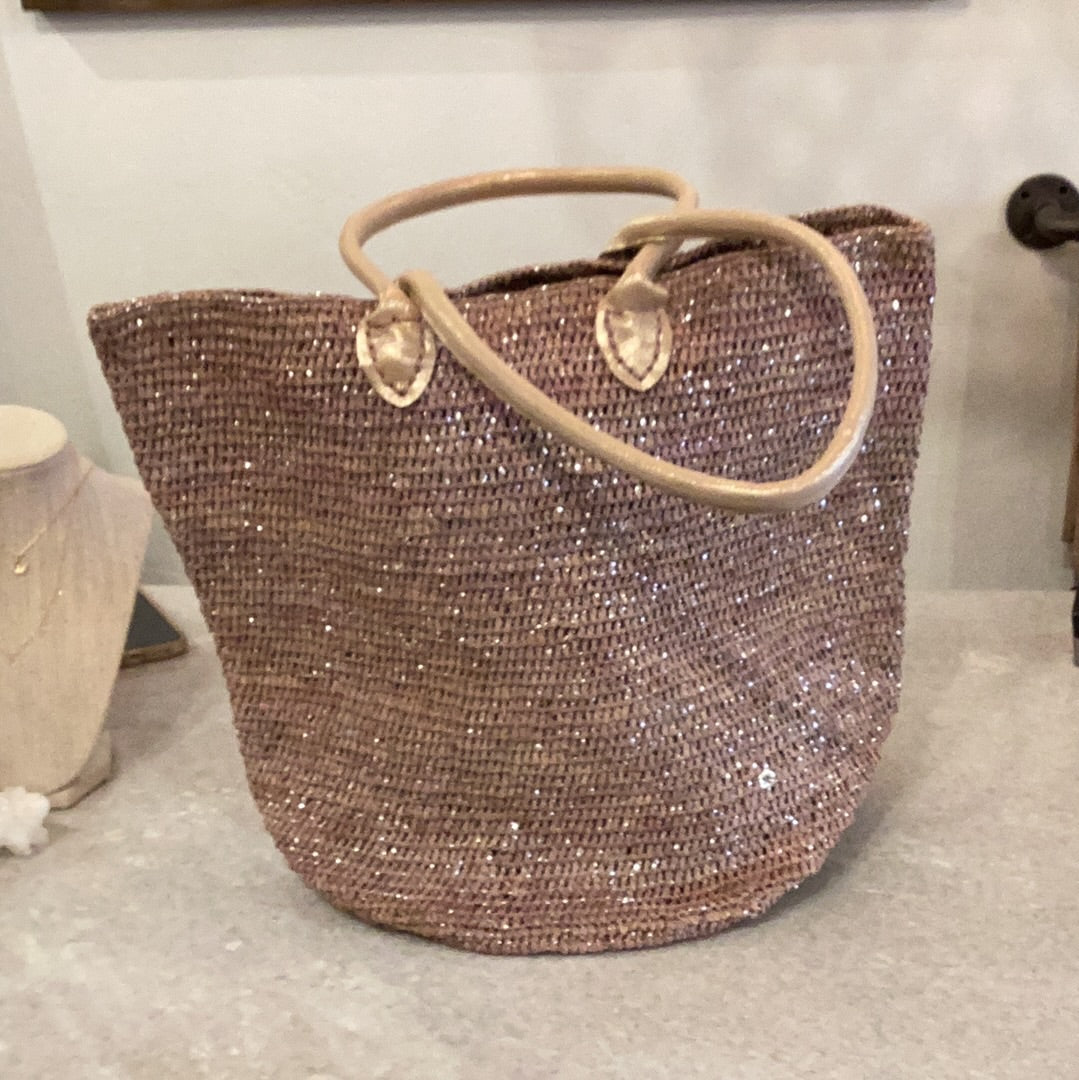 Cyprus/Crochet Raffia Tote by Flora Bella